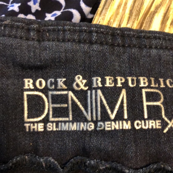 Rock & Republic Fever Denim RX Slimming Zipper Pockets Pull On SZ 6 - Picture 5 of 7